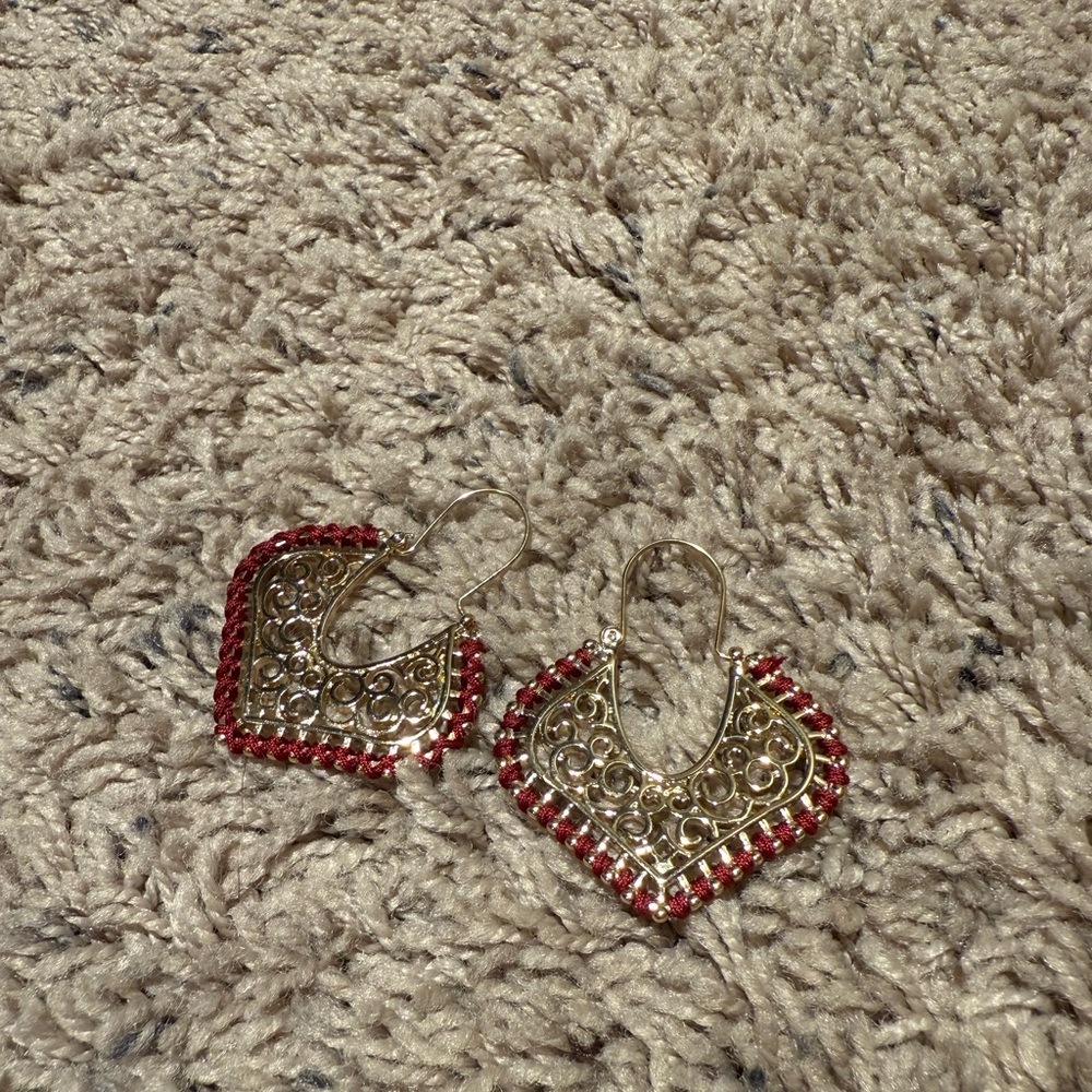 Lane Bryant Gold Earrings with Red Accents